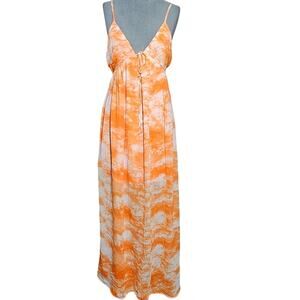 Orange Sleeveless Midi Dress Size Medium